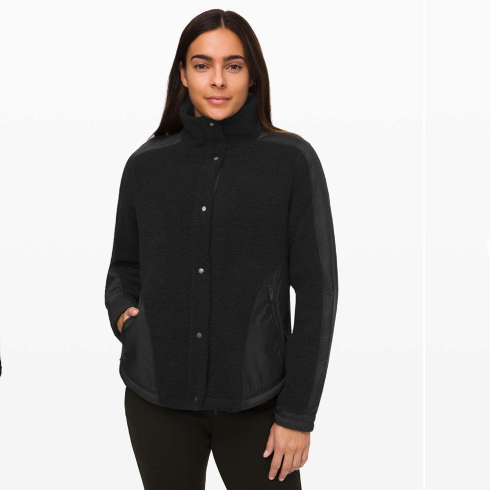 Lululemon go cozy fleece jacket coat black size 10